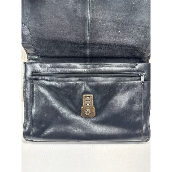 Vintage Bugatti Expandable Black Briefcase Laptop Bag Leather - Picture 4 of 9
